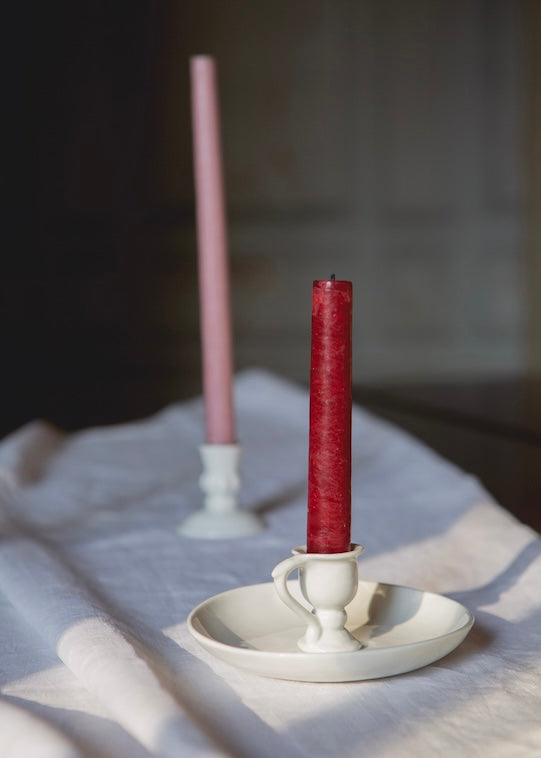 Simple white porcelain candle holder