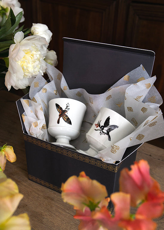 Coffret de 2 mazagrans Orsini en porcelaine blanche