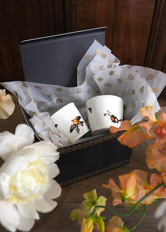 Coffret de 2 timbales à café Orsini en porcelaine blanche