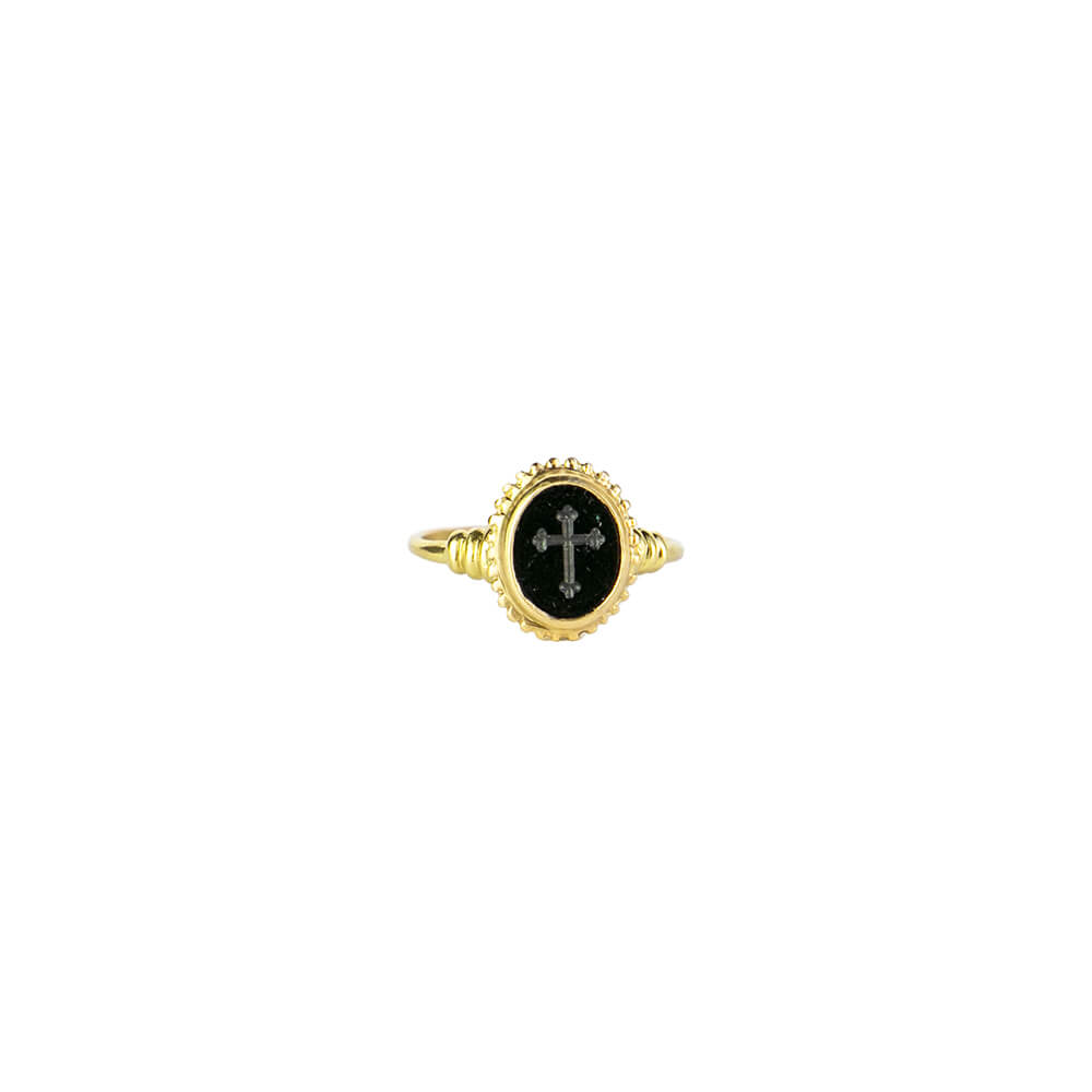 Fede 18-karat gold and black onyx intaglio ring