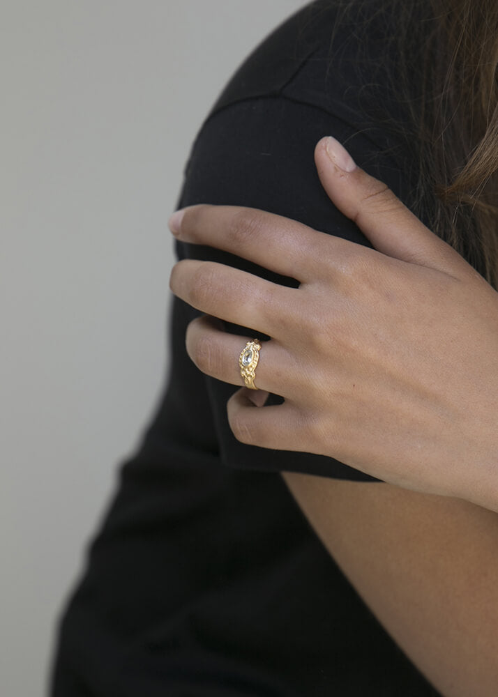 Cassiopée Silver-gilt and green amethyst ring