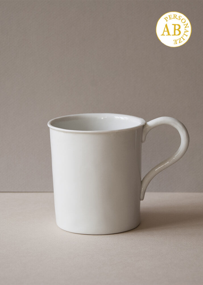 Mug à thé droit avec anse Simple en porcelaine blanche
