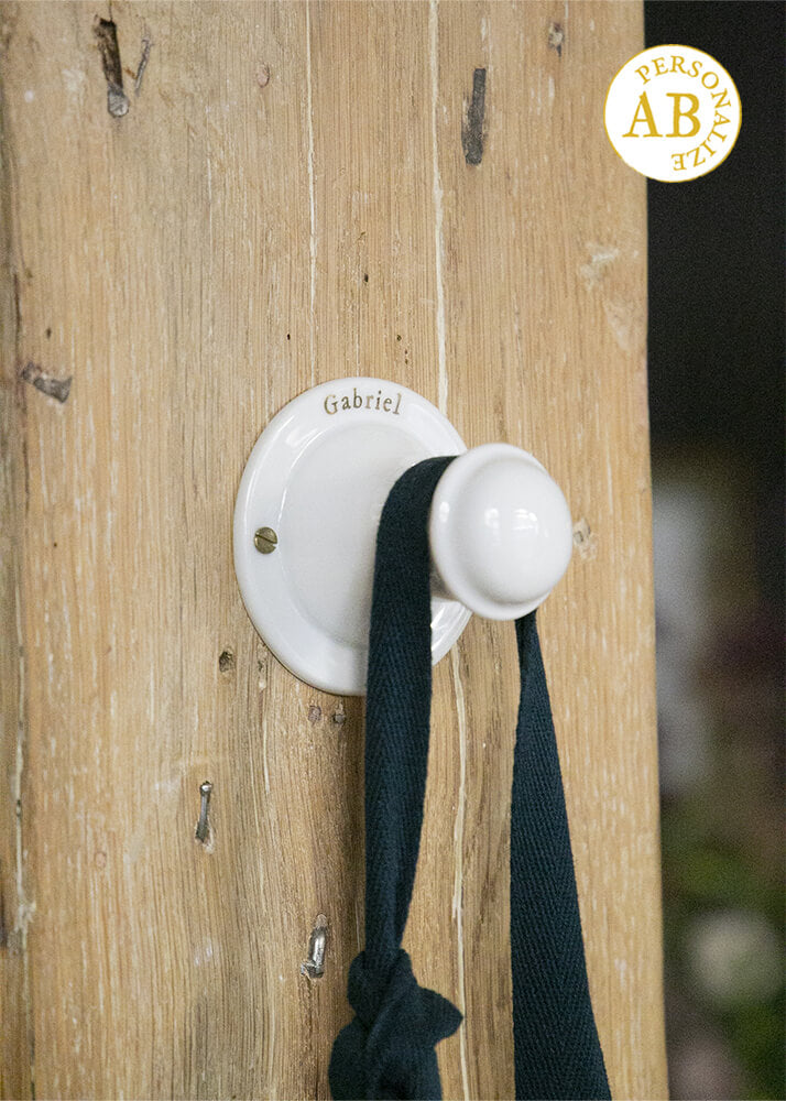 White porcelain clothes hook