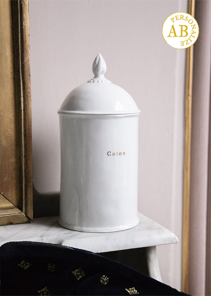 Simple large apothecary jar in white porcelain