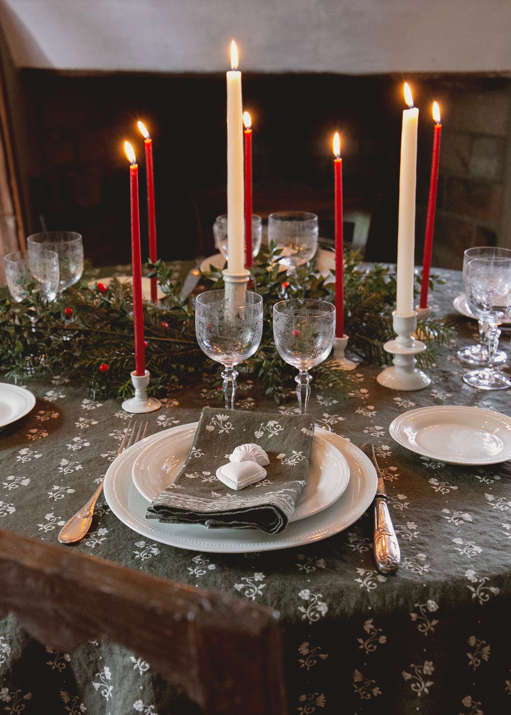 Nappe carrée Henriette 160 cm x 160 cm en lin - Kaki