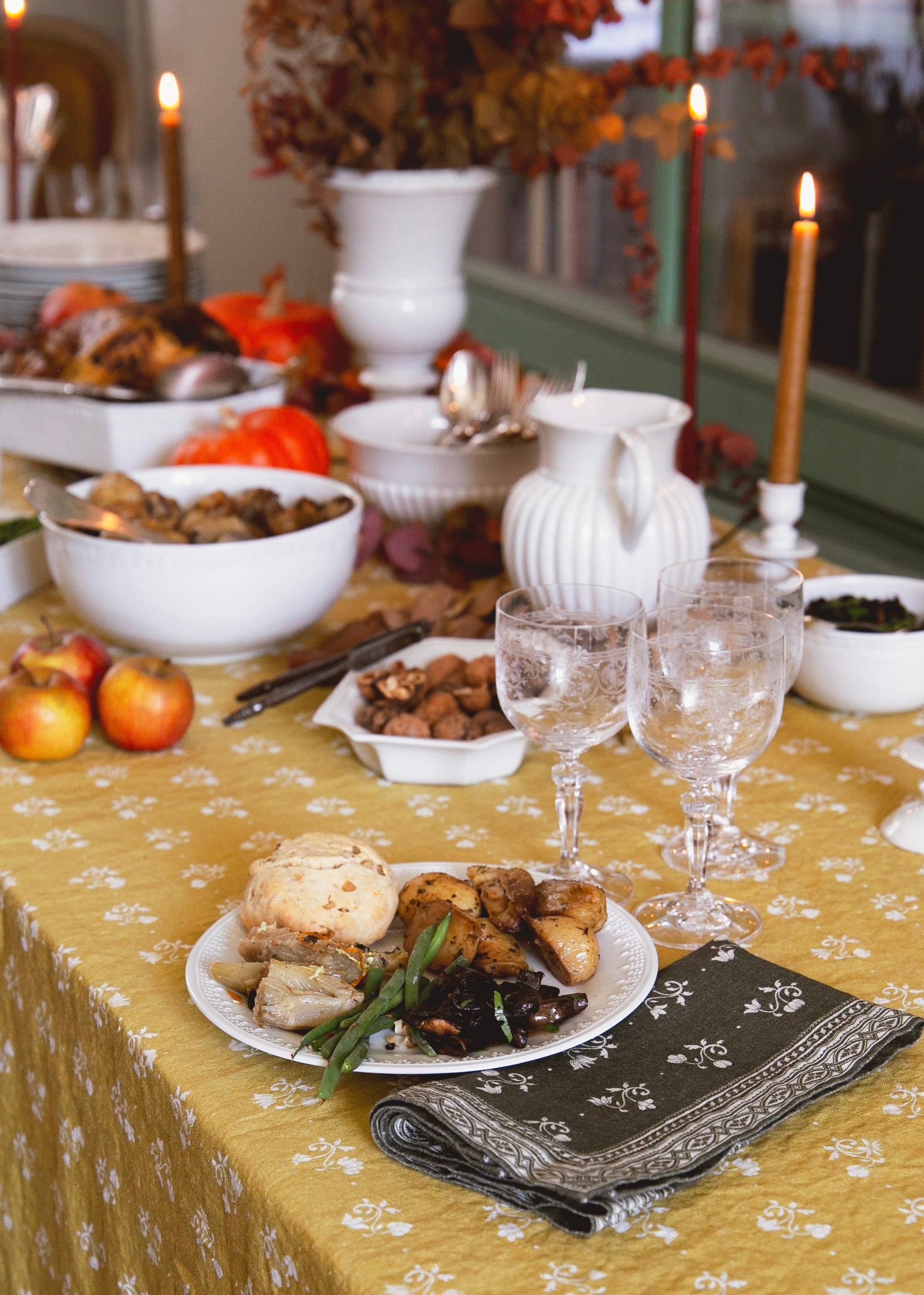 Nappe rectangulaire Henriette 320 cm x 160 cm en lin - Ocre