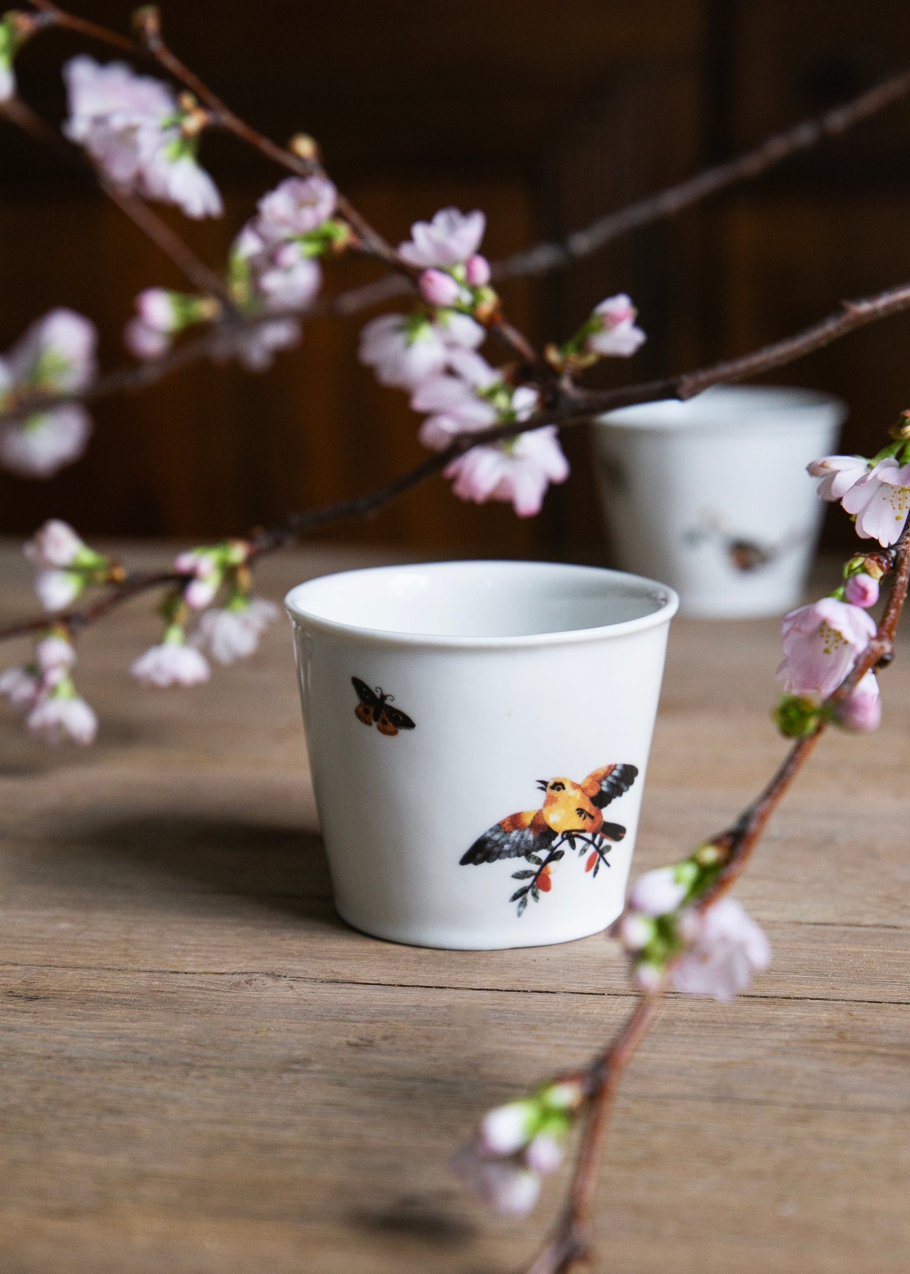 Coffret de 2 timbales à café Orsini en porcelaine blanche