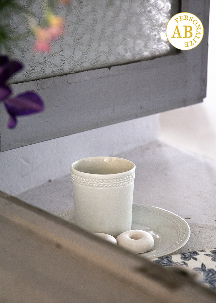 Empire coffee tumbler in white porcelain