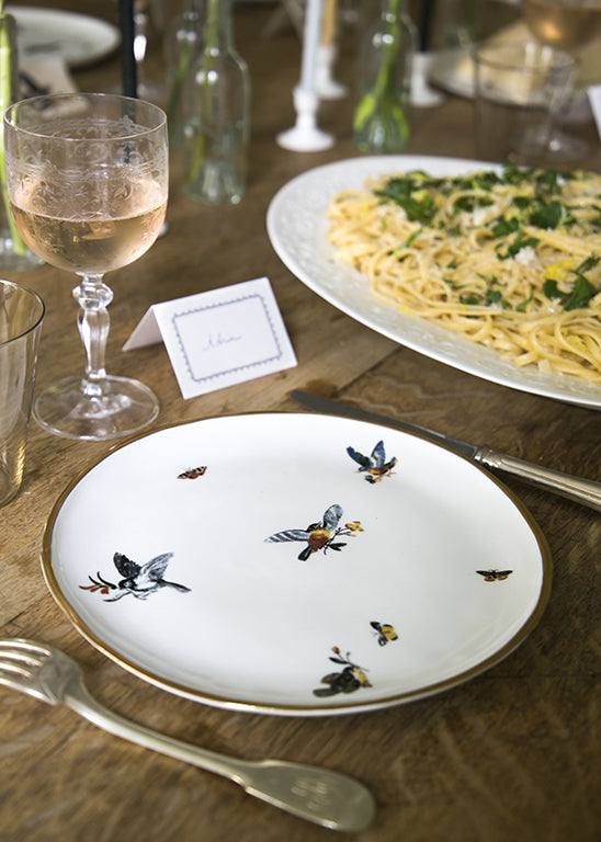 Coffret de 4 assiettes à dîner Orsini en porcelaine blanche