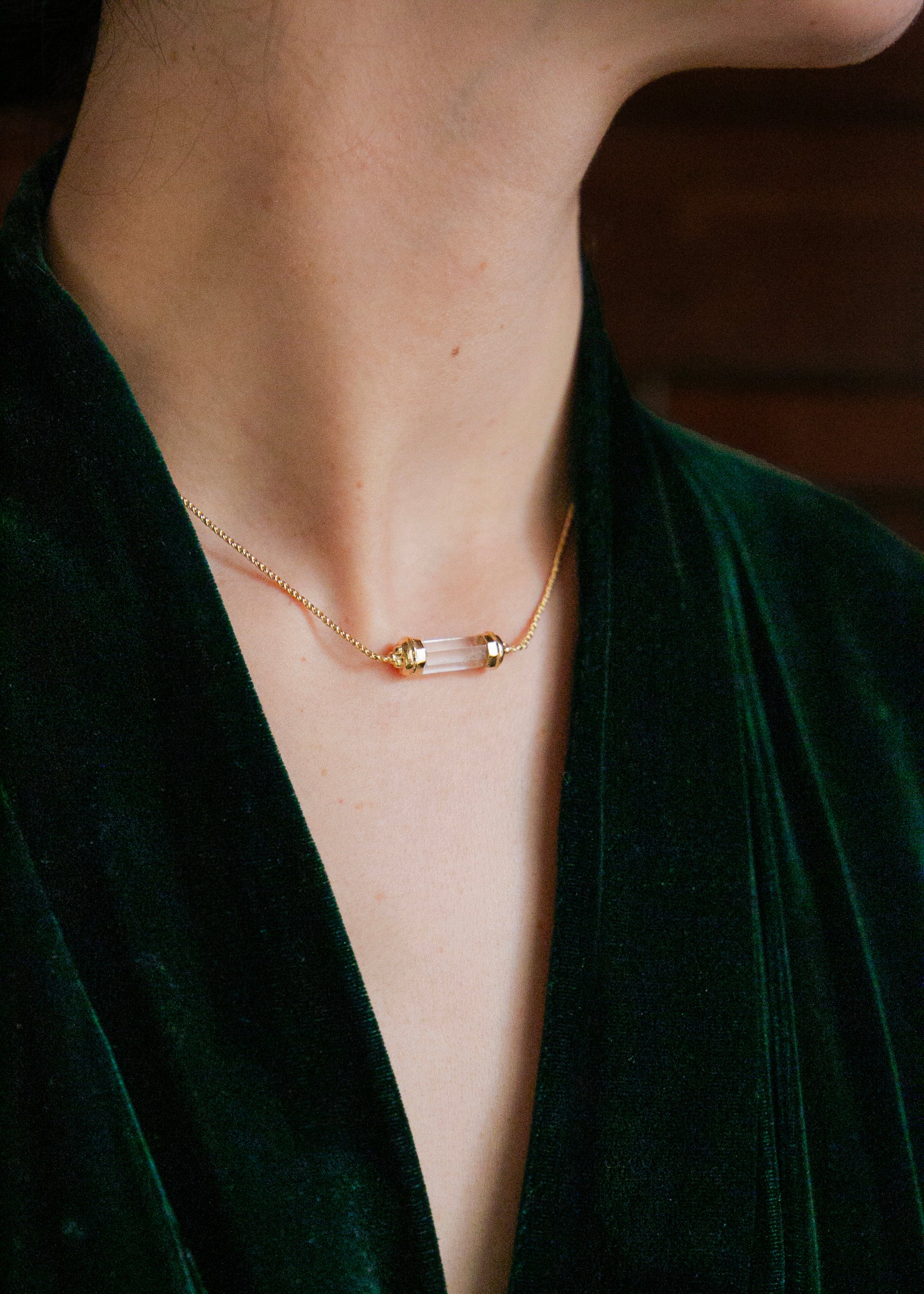 Collier en vermeil et cristal de roche Hildegarde