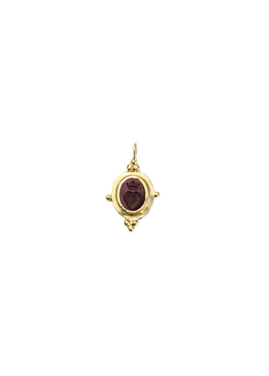 Amore 18-karat gold and garnet intaglio pendant