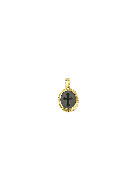 Fede 18-karat gold and black onyx intaglio pendant