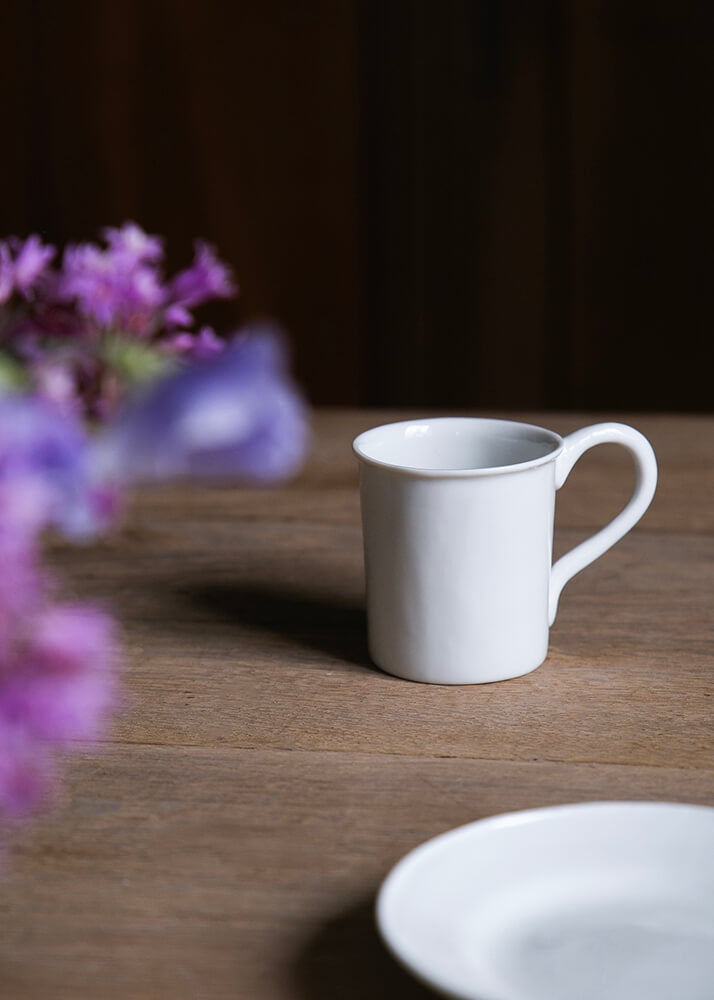 Litron Single Coffee Mug in White Porcelain